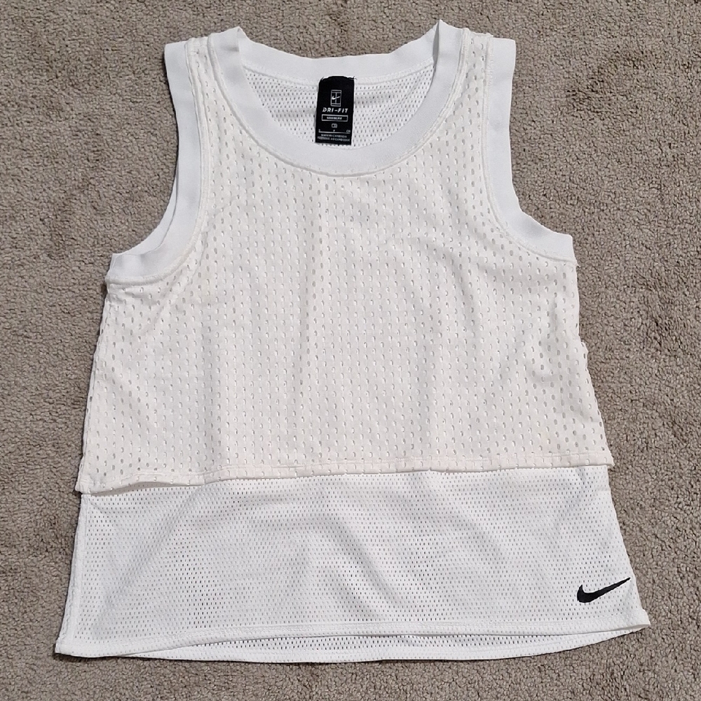 Nike White Sleeveless Mesh Top